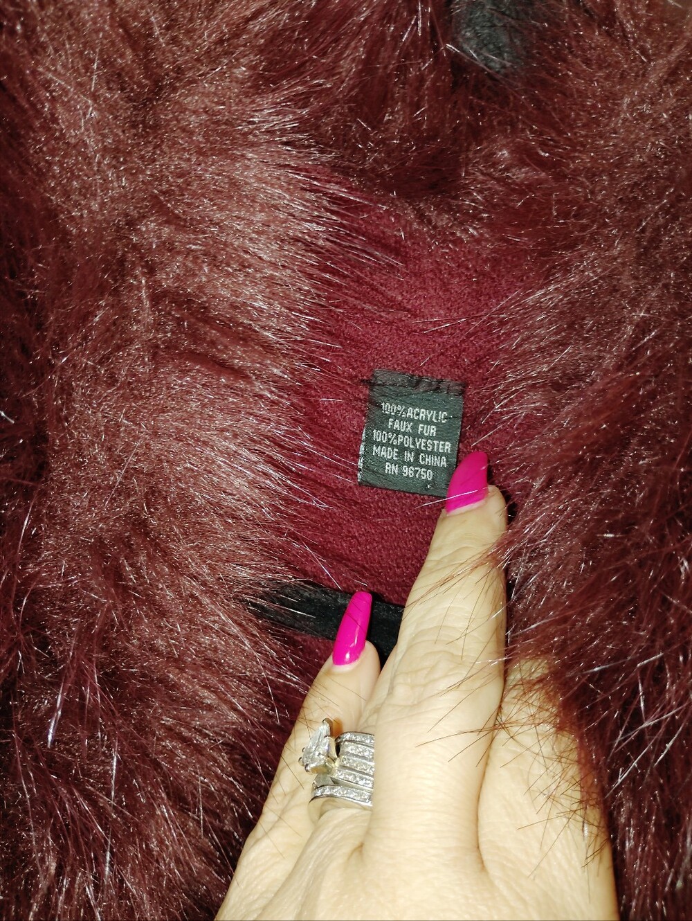Faux Fur Trim Burgundy Cape - Picture 6 of 6